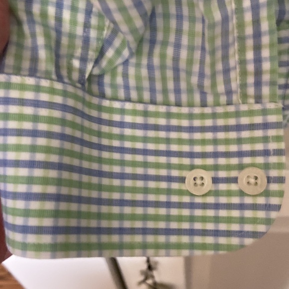 Men’s Alan Flusser small plaid green and blue button down, Size XL, Lightweight - Picture 11 of 17